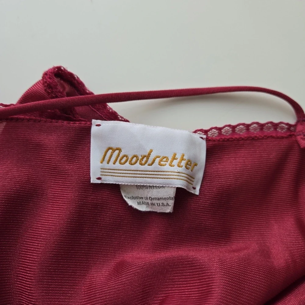Moodsetter Vintage Red Teddy  One Piece Size M Lingerie Snap Crotch Made‎ In USA